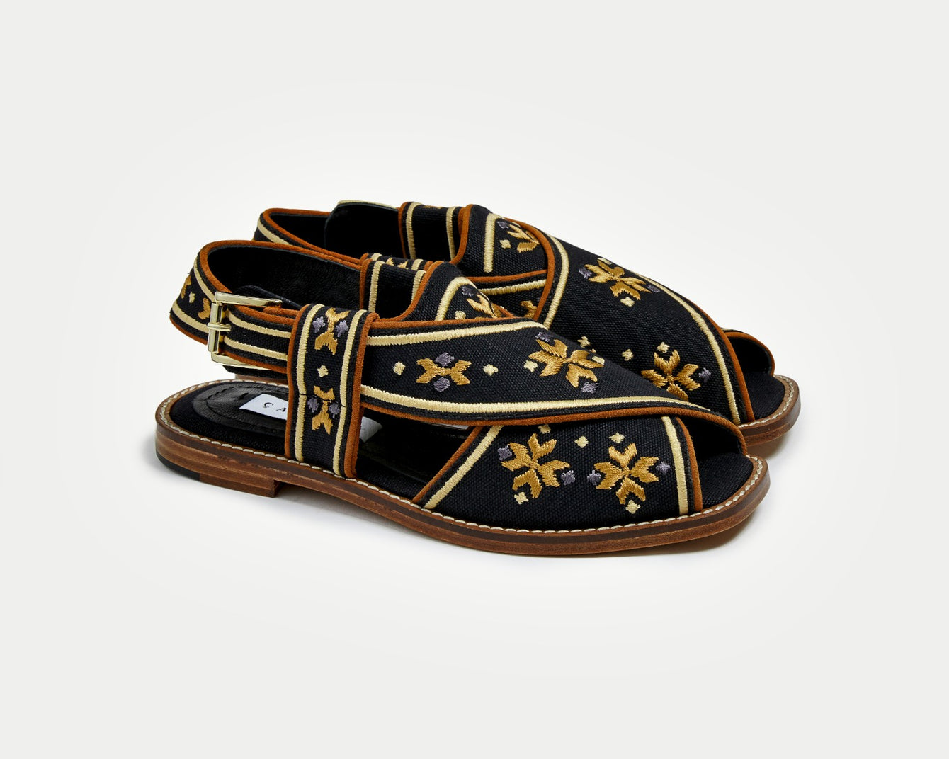 The Swati – black and gold-Caplait Shoes