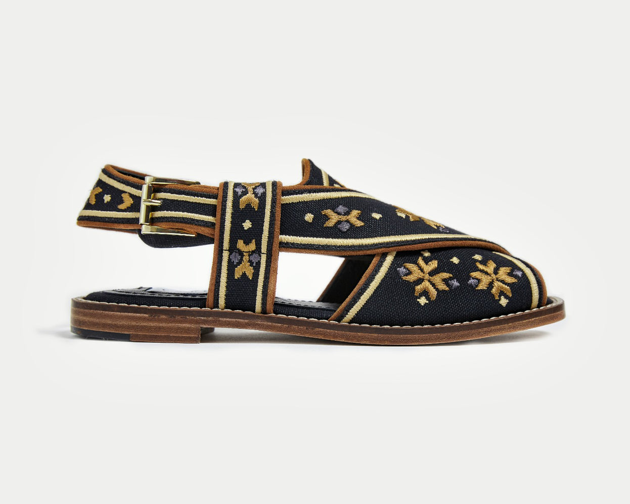 The Swati – black and gold-Caplait Shoes